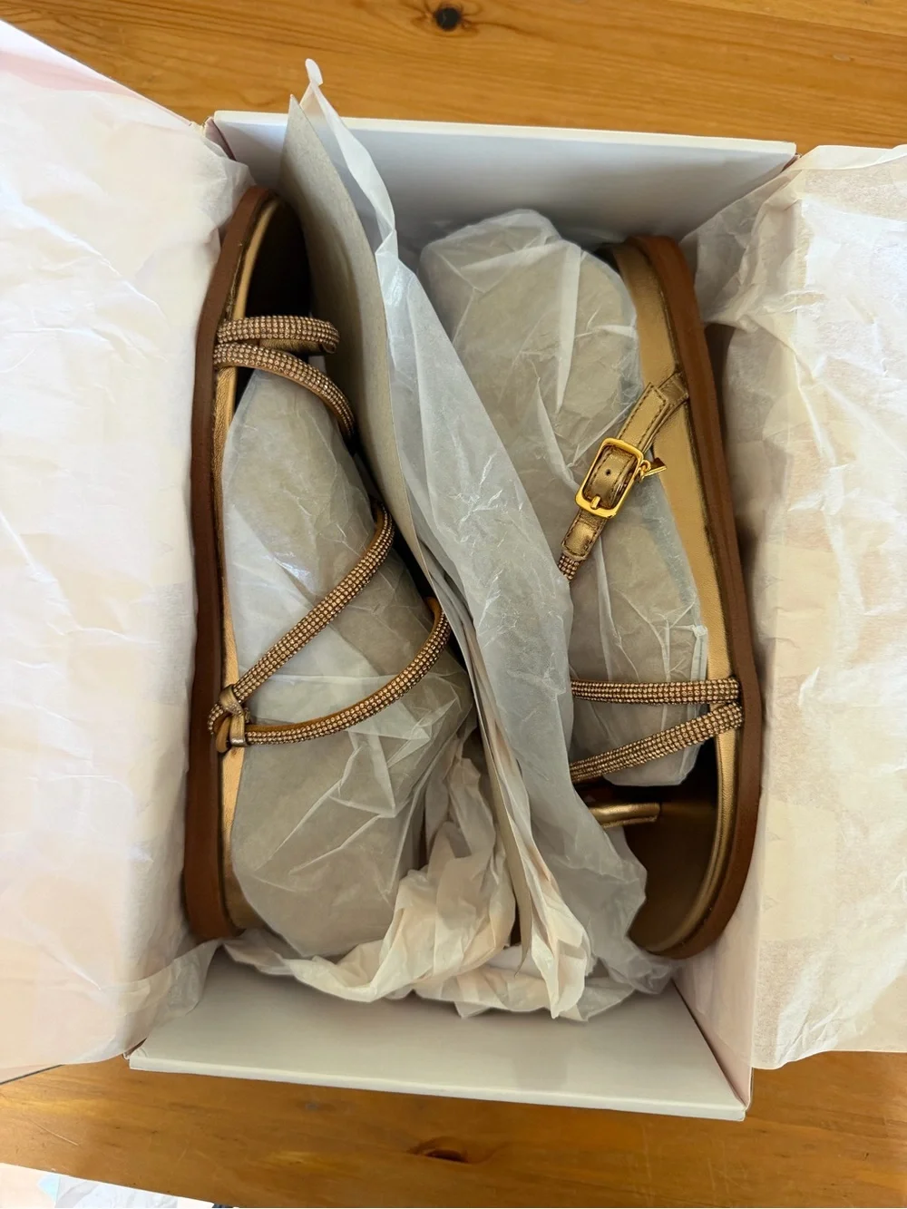 Birdies Gold Jewel Strappy Flat Sandal